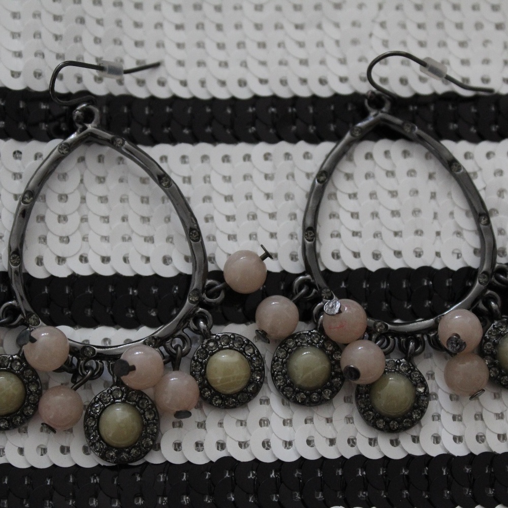 Gun Metal Gray & Rose Earrings